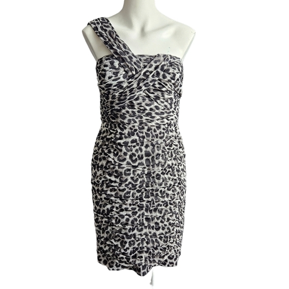 Calvin Klein Womens Black & Gray Animal Print Dress Sz 6 - Picture 1 of 10